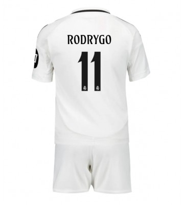 Real Madrid Rodrygo Goes #11 Primera Equipación Niños 2024-25 Manga Corta (+ Pantalones cortos)